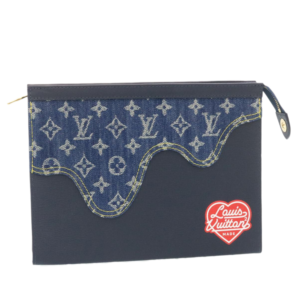 LOUIS VUITTON Monogram Denim Drip Pochette Voyage MM NIGO M45961 LV Auth 28776A
